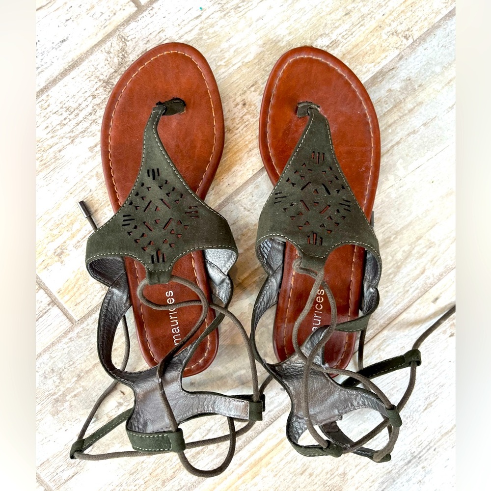 Maurices green gladiator sandals